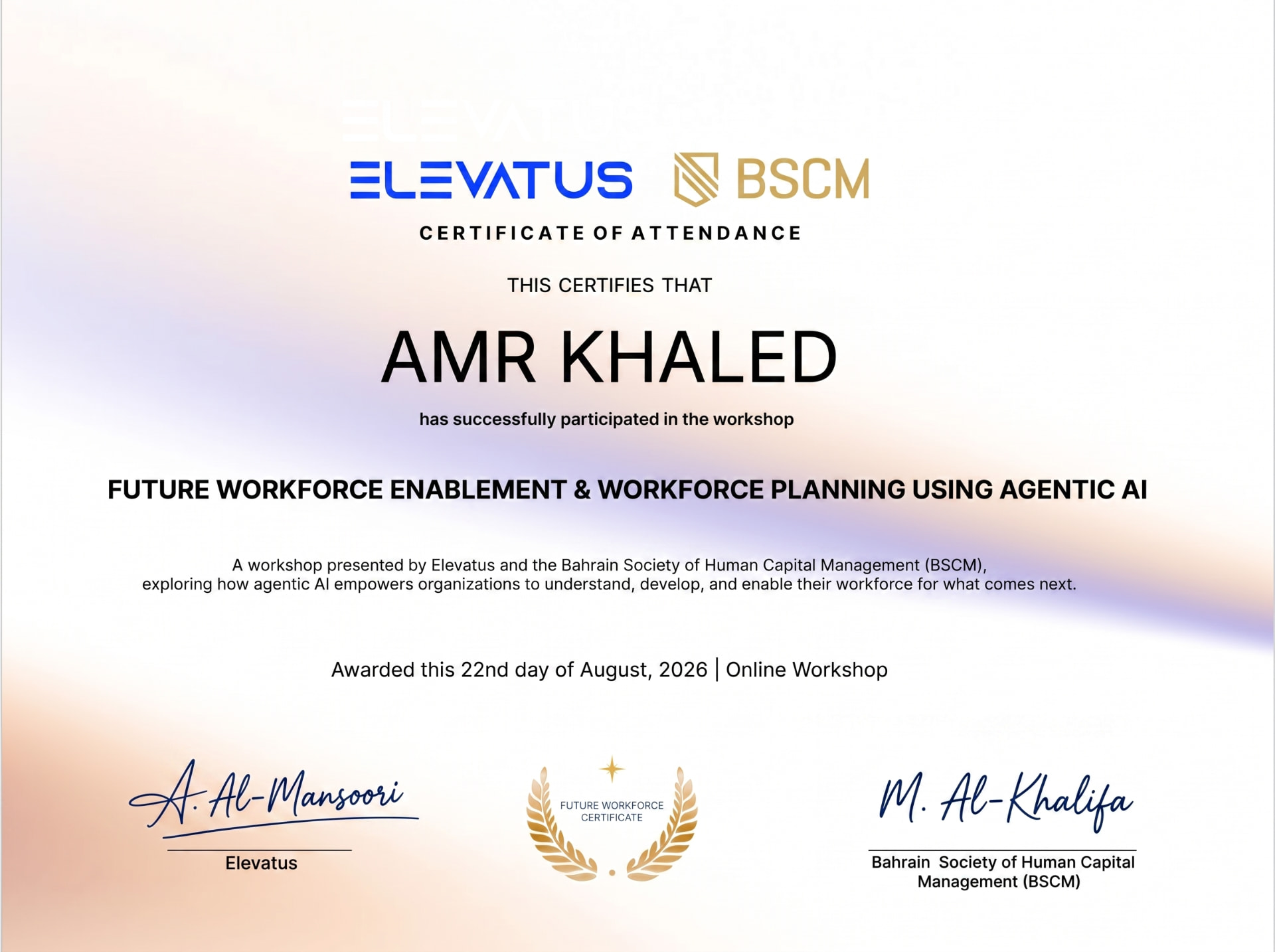 Elevatus Certified Agentic AI Talent Professional certificate of completion