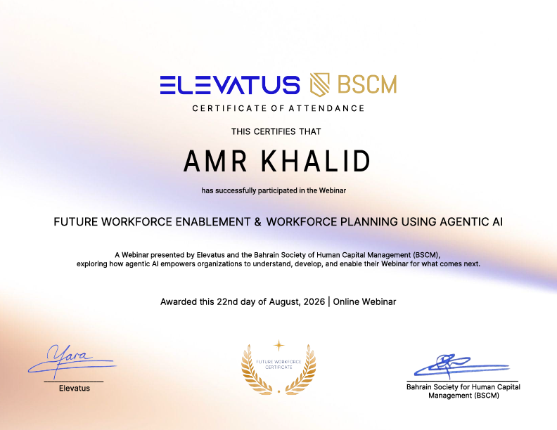 Elevatus Certified Agentic AI Talent Professional certificate of completion